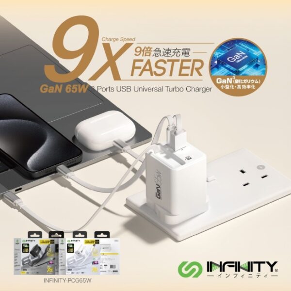 充電線高速充電器 GAN自帶Type-C 65W