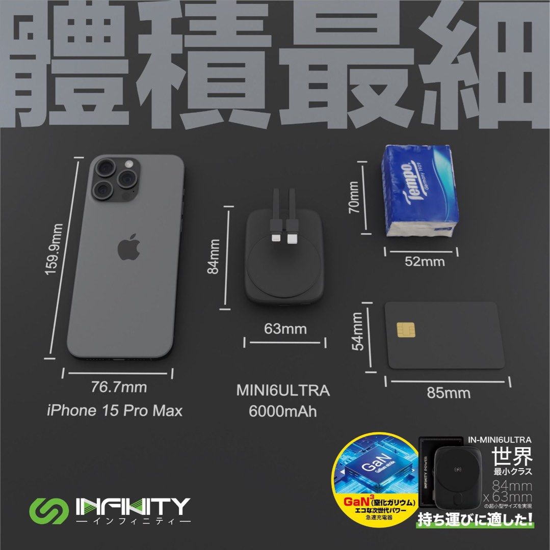 INFINITY Mini6Ultra GAN-6000Ah 20W 磁吸行動電源規格